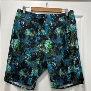 Lululemon Athletica Blue and Green Board Shorts